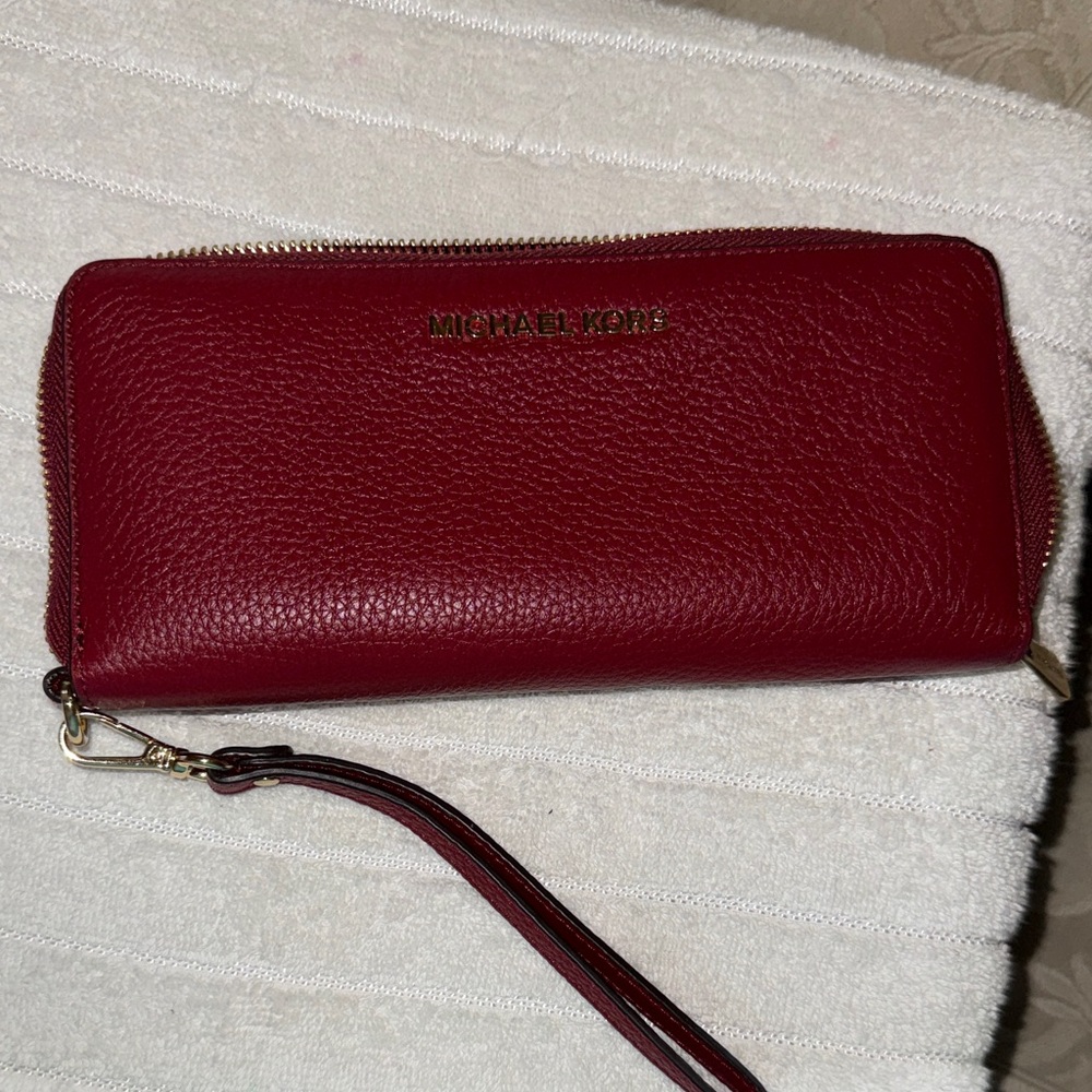 Michael Kors Red Leather Continental Zip wallet see matching bag listing